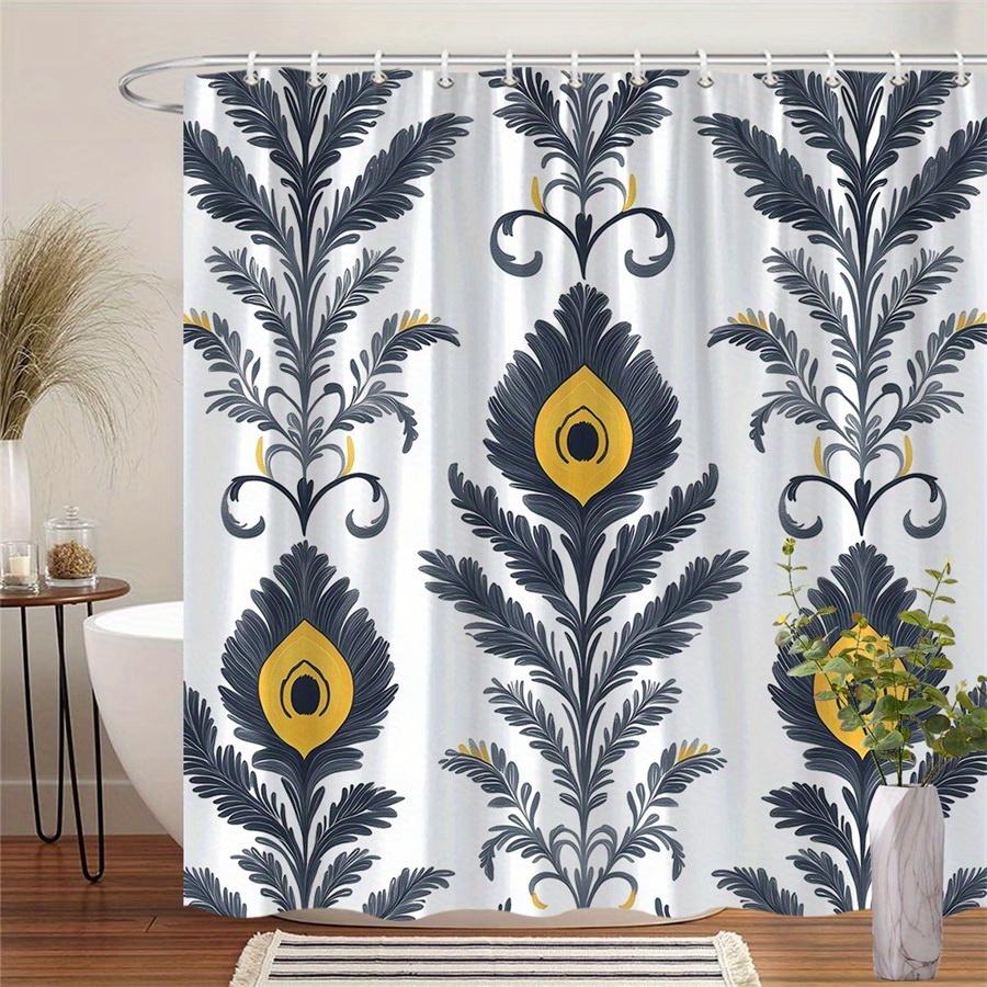 1pc peacock feather shower curtain - polyester fabric, machine washable, suitable for bathroom decoration 90X180cm
