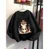 Girls' Crewneck Sweatshirt - Cute Otter with Leaf On Head Machine Washable, Spring And Autumn