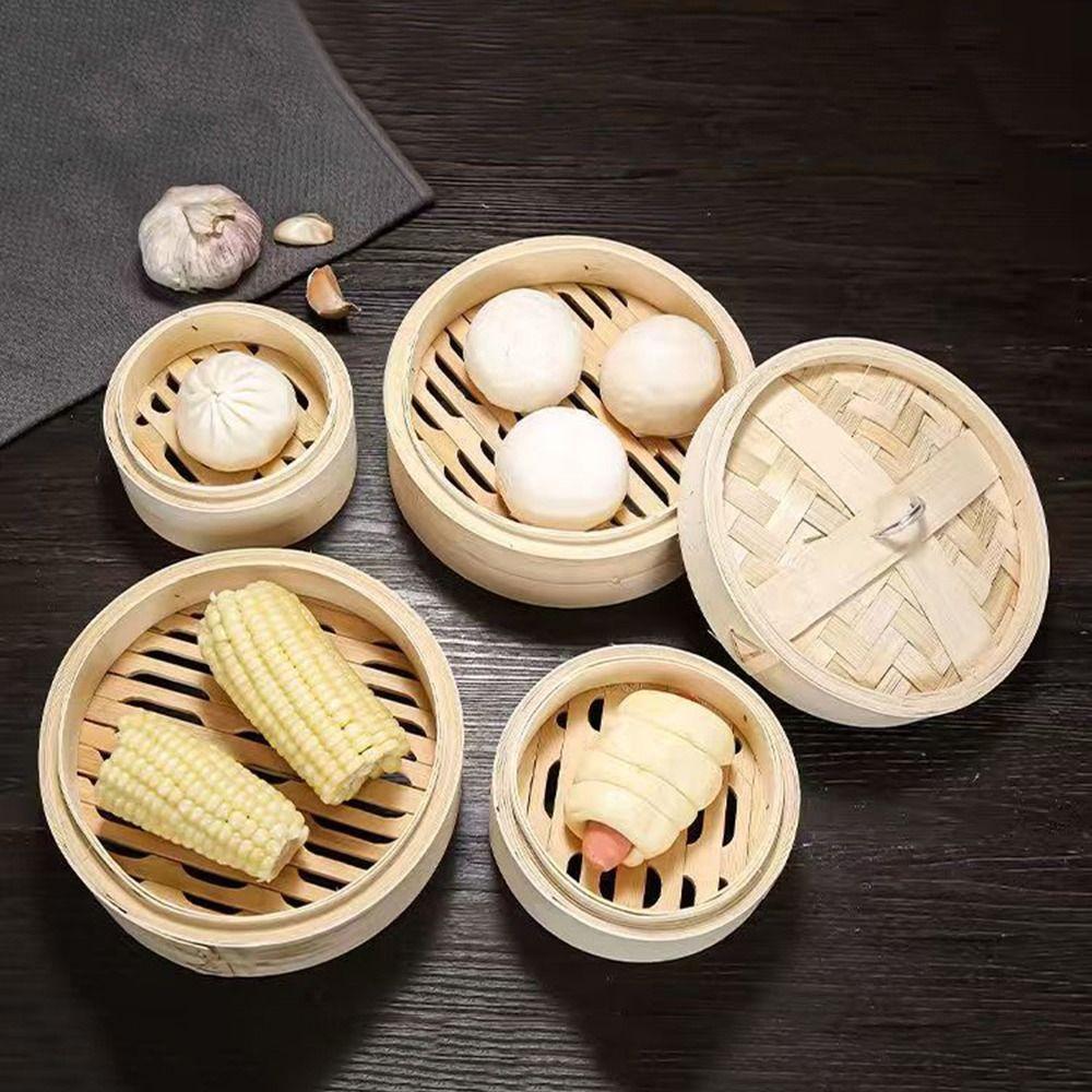 Neuer Handgefertigter Bambus-Dämpfer Stapelbar mit Deckel Dämpfkorb Große Kapazität Küchengeschirr Zum Dämpfen von Klebreis
