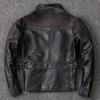 Chinese Size Men Leather Jacket Vintage Black 100% Natural Genuine Cowhide Coats Men's Leather Coat Male Clothes Autumn