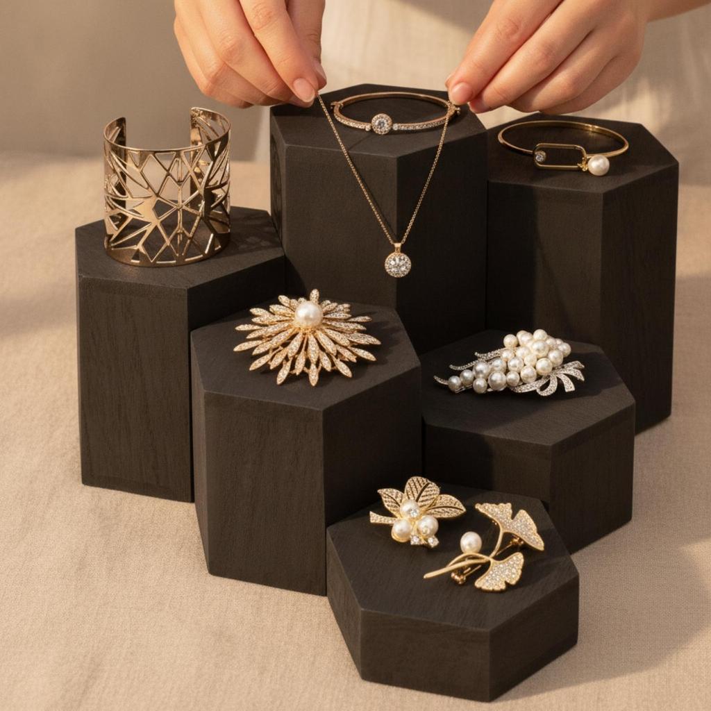 Hexagonal Tabletop Display Stand Compact for Craft Displays