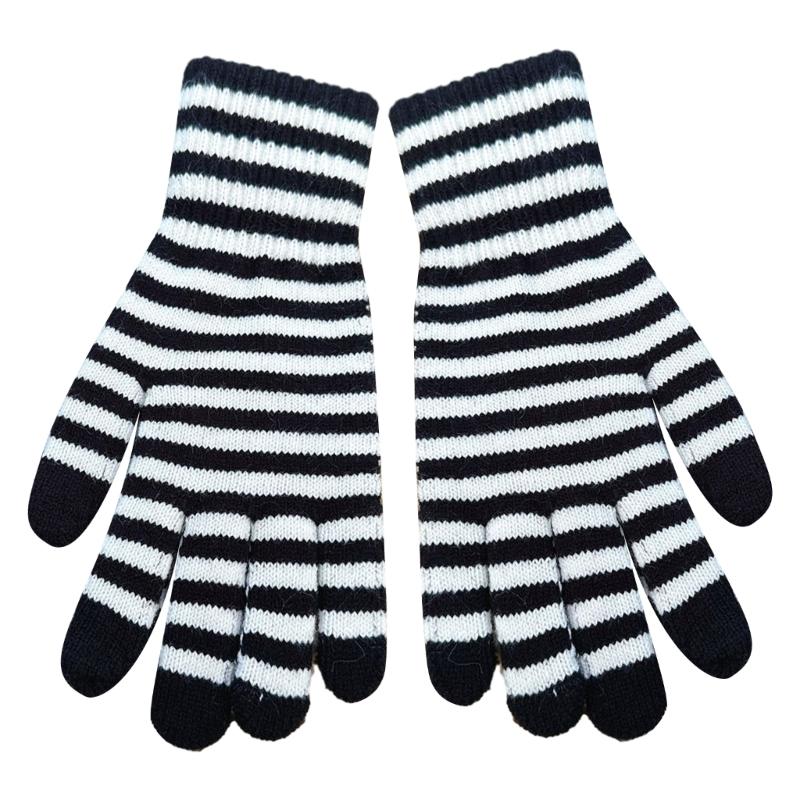 Winter Men Knitted Gloves Mobile Phone Touch Mitten Thicken Striped Striped
