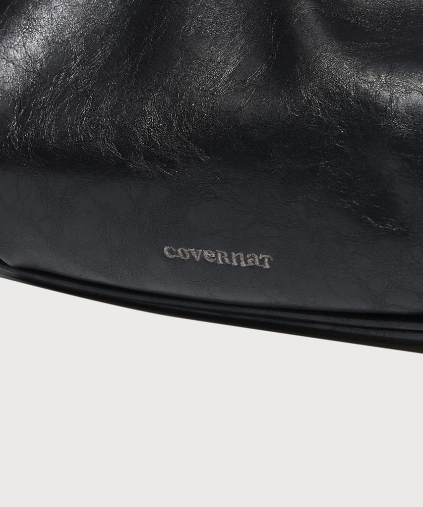 Covernat Woman Clover Heart Flat Ribbon Shoulder Bag Black
