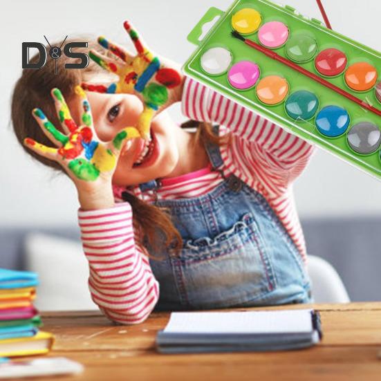 1 sett akvarellfarger 16 farger solide akvarellpigmenter Vannløselige malinger Bærbar akvarellpalett for skoleprosjekter Reise