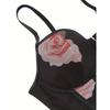 Mesh Rose Print Front Hook Corset Top Spaghetti Strap Bustier Crop Top for Women