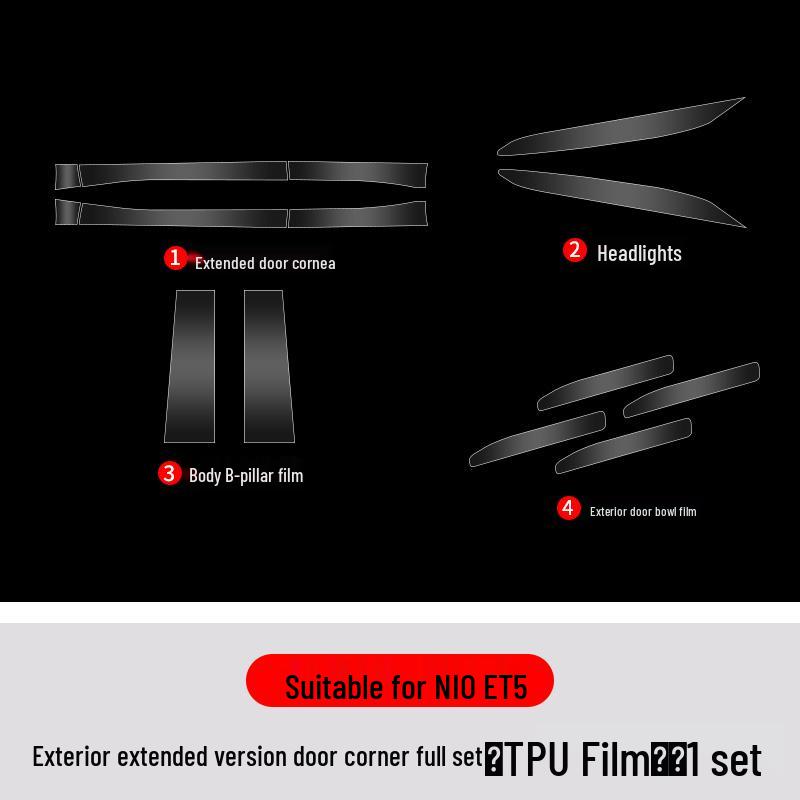 NIO ET5 Kundenspezifische Tür Ecke TPU Lackschutzfolie Kratzschutzaufkleber