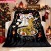 Blanket 1pc Funny Cat Eating Noodles 2D-printed Flannel Throw Blanket-soft and Cozy Suitable for Use On the Sofa While Traveling a