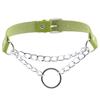 Women Men Punk Chain Choker Necklace O Round Circle Faux Leather Collar Jewelry