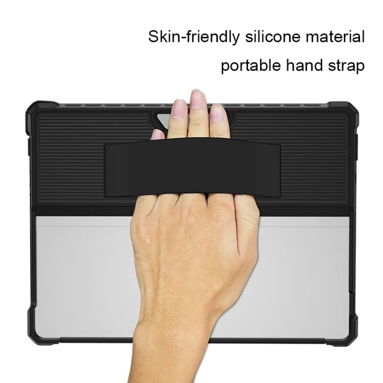 For Microsoft Surface Pro 9 Striped Hollow Tablet Case with Holder Cover and Shoulder Strap