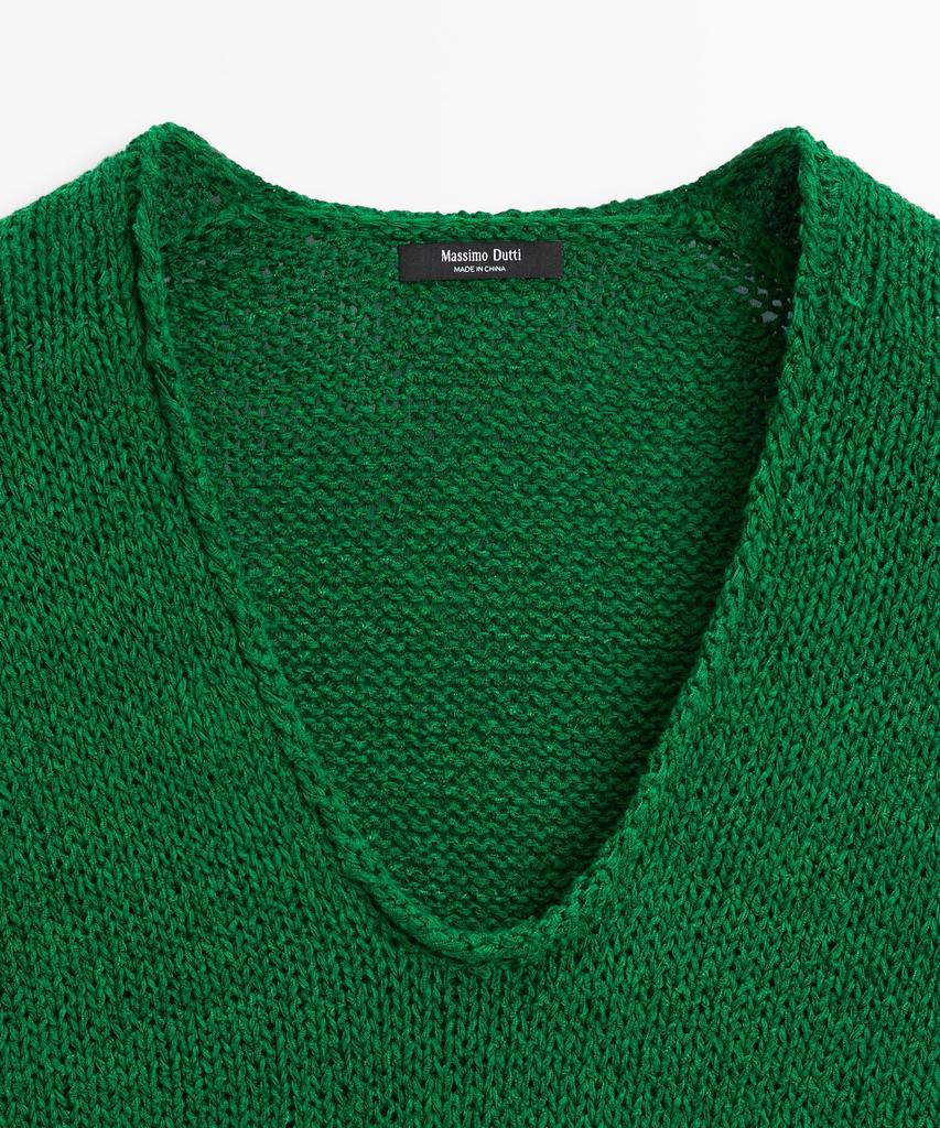 Masimodutti Cotton Blend Openwork Knit Sweater