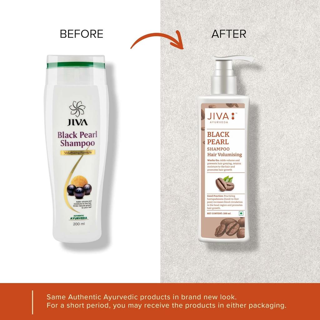Jiva Black Pearl Shampoo 200 Ml Natural Hair Cleanser For Volume Shine Gentle Scalp Care Daily Wash Routine