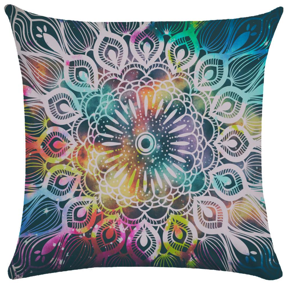 45X45CM Nordic Watercolor Mandala Ethnic Wind Starry Polyester Pillowcase Living Room Sofa Decoration Cushion