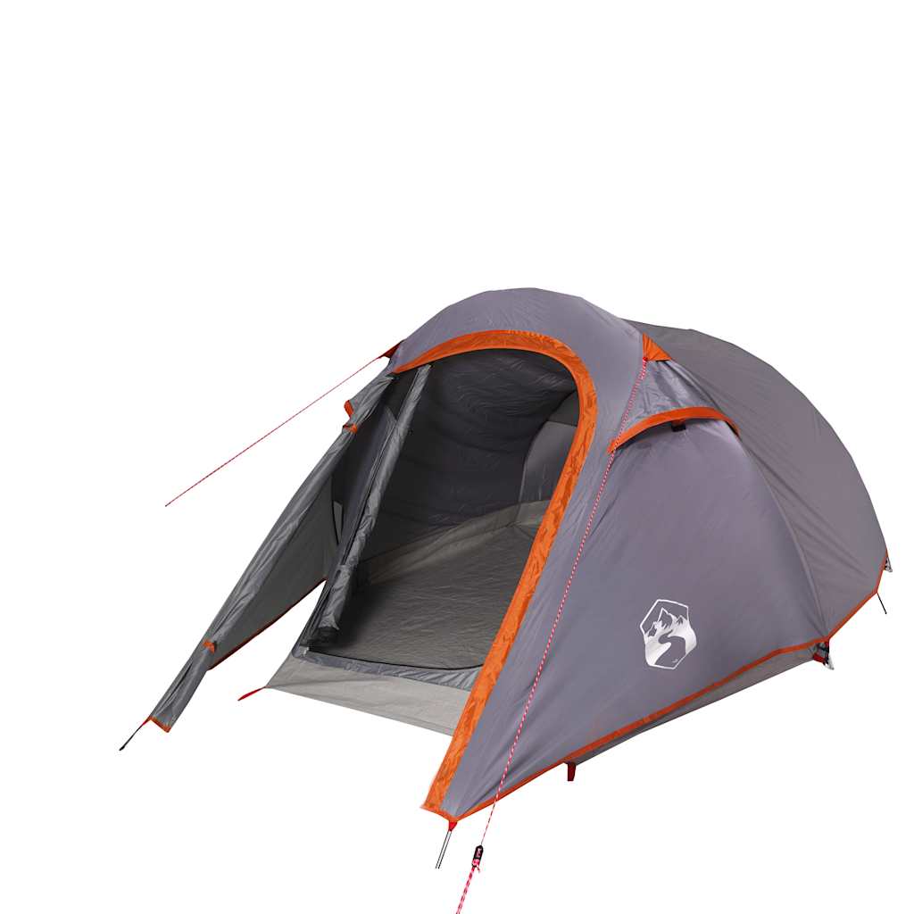 Tunnel Tent for 3 Persons Grey and Orange Waterproof