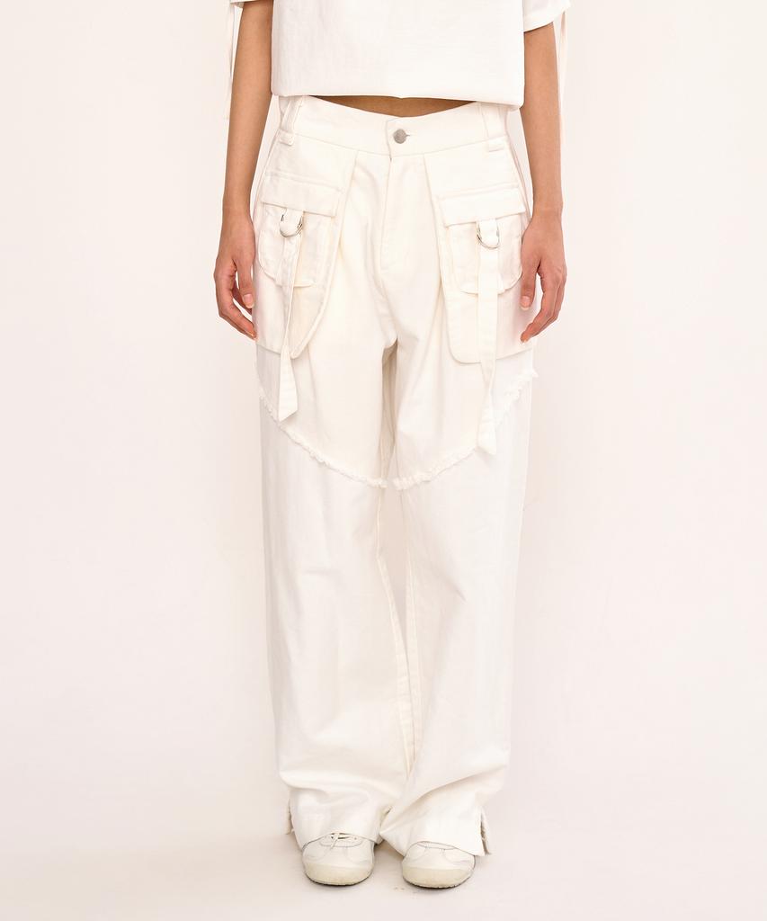 FANYOUNG Multi-Pocket Pants White