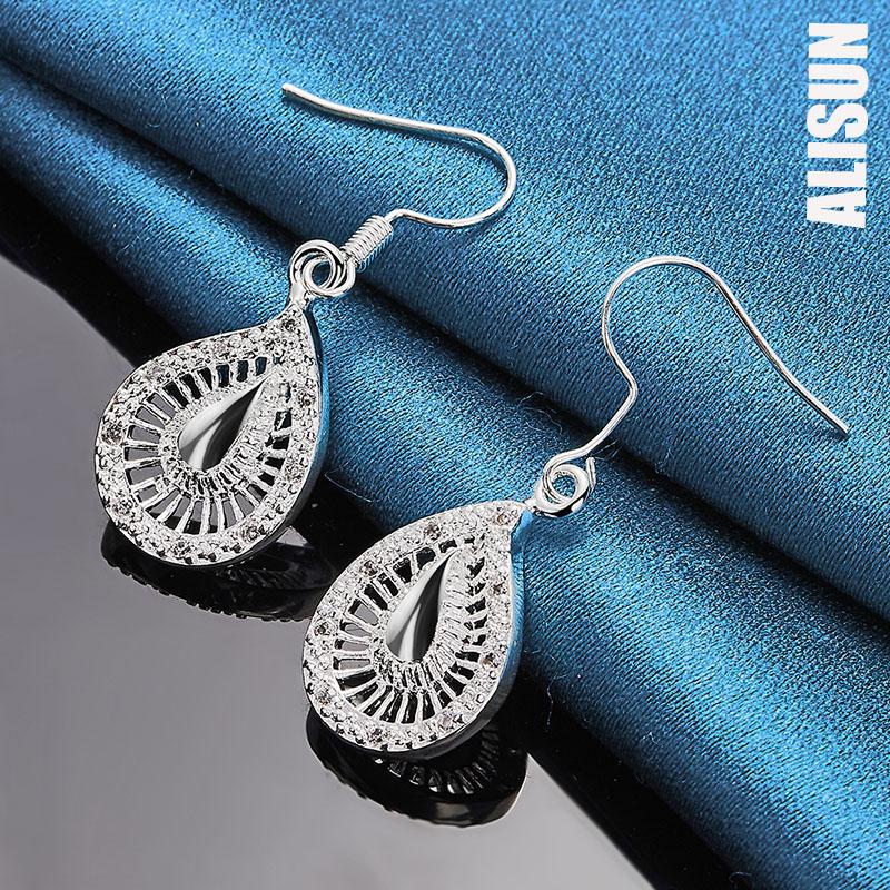 Cercei piercing cu picături de apă din argint 925 Bijuterii de nuntă la modă