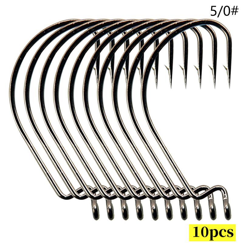 10Pcs Wide Belly Bend Handle Black Nickel Red Nickel Crank Hook Multiple Specifications Luya Crank Hook Fishing Gear