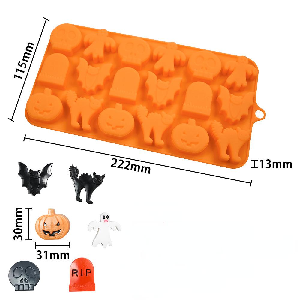 Halloween Skull Pumpkin Chocolate Candle Silicone Mold Witch Ghost Fondant Mould Decoration Cake Tools