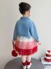 Spring Girls' Cat Denim Princess Dress Set - Baby Puffy Skirt Two-Piece