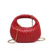 Woven Circle Handbag Women Small Solid Color Chain Crossbody Bag Casual Shoulder