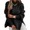 New Semi-high Neck Loose Solid Color Long-sleeved Thick-needle Side-slit Knitted Sweater for Women In Autumn and Winter