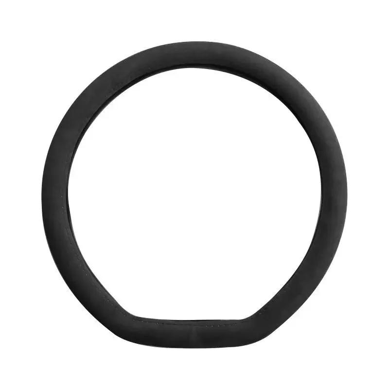 Luxury Suede Steering Cover- Premium cowhide with suede finish, all-season anti-slip, enhances driving grip and interior style