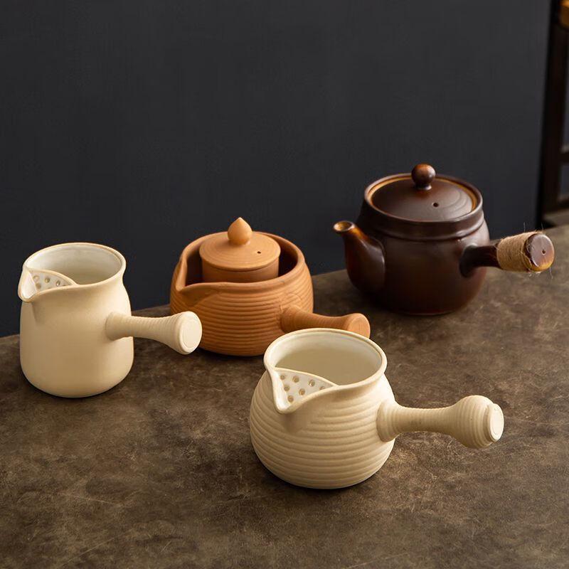 Dibblang Ceramic Side Handle Tea Pot - 420ml Gradient Brown