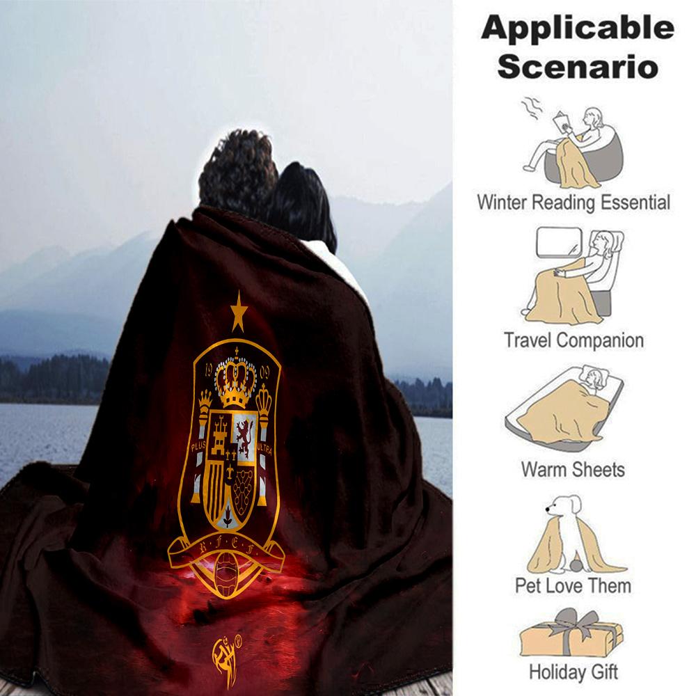 Coperta in Flanella con Stemma di Spagna, Poliestere Morbido, Design Moderno, Per Tutte le Stagioni per Campeggio, Viaggi, Regali per Feste o Compleanni