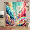2D flat printing 2pcs Window Curtains Dreamy Rainbow Cloudscape Fantasy Digital Printed Polyester Drapes Birthday Party Use for