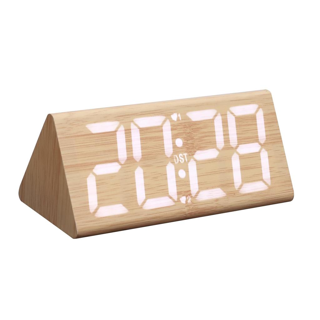 Multifunctional LED Wooden Silent Alarm Clock with Perpetual Calendar and Temperature Display