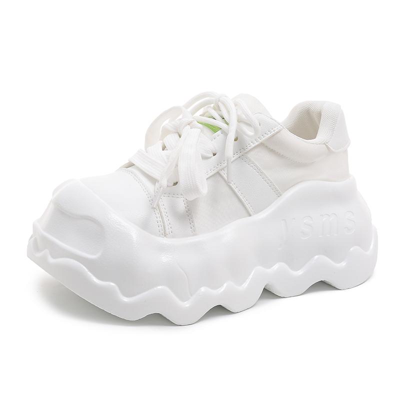 

Мода 2025 Новые Женские Кроссовки на Платформе Милые с Большим Круглым Носком На Шнуровке Толстая Подошва 8,5 см Обувь для Ходьбы и Спорта Размер 35-39 35 бежевый