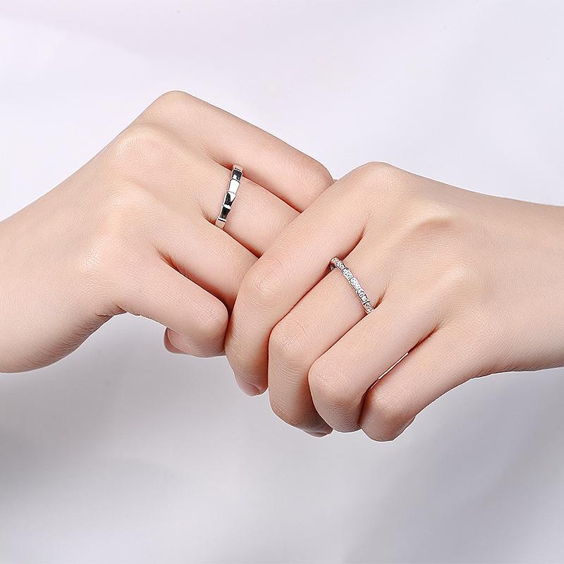 S925 Sterling Silver Adjustable Wedding Rings, Simple INS Style, for Couples
