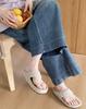 Fashion High Quality Pointed Toe Frosted Leather Flip Flops Women Summer Outdoor Clip Toe Flat Sandals Fashion Simple Comfort Beach Shoe