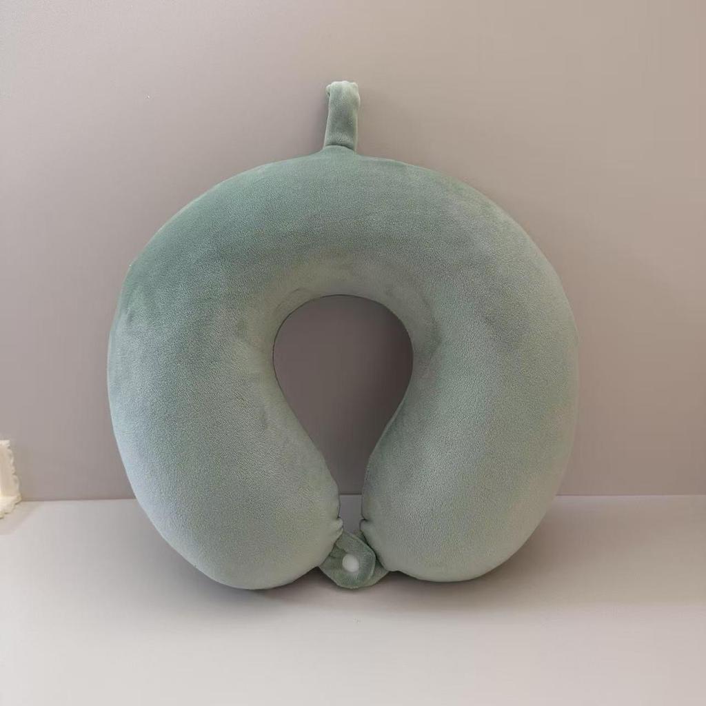 Portable Memory Foam U-shaped Travel Neck Pillow - Crystal Velvet Office & Airplane Nap Support