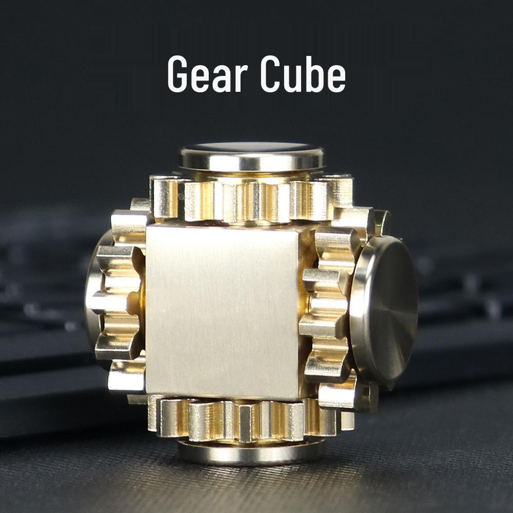 Nine-Tooth Pure Copper Metal Alloy Gear-Linked Fidget Spinner Ferris Wheel with 34-Gear Rubik's Cube Design