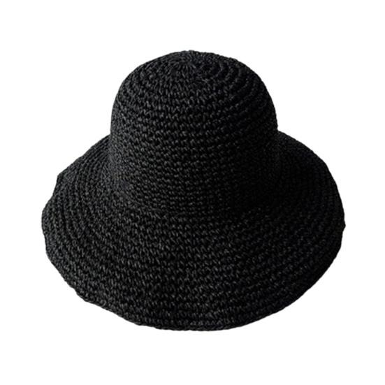 

Women Hat Regular Fit Anti UV Portable Great Good-looking Straw Head Accessory чорний