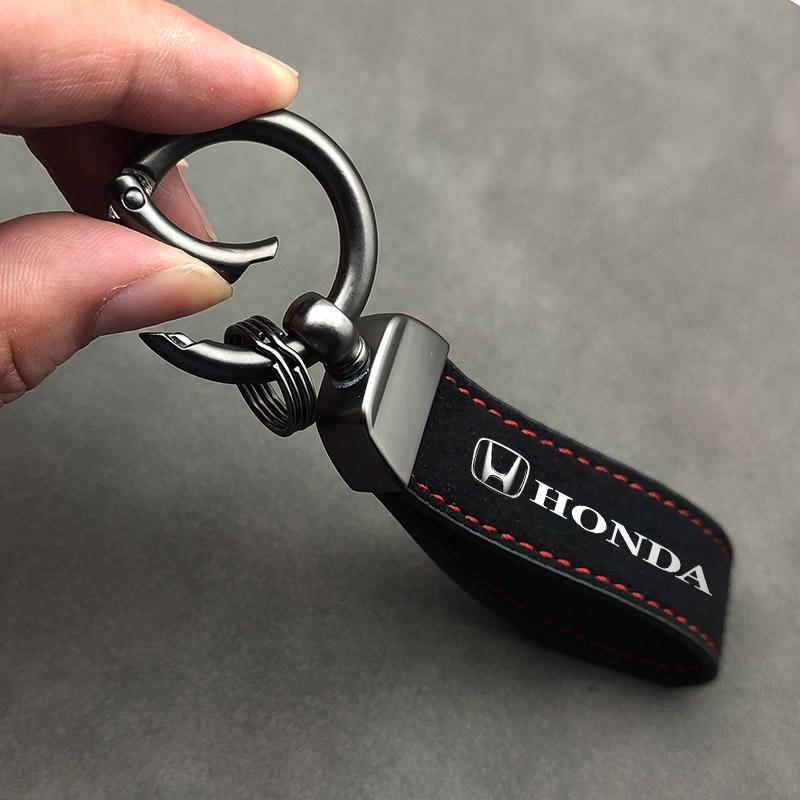 Suede Car Keyring Pendant Car Emblem Keychain For Honda Civic Accord Crosstour Spirior Odyssey Avancier UR-V Sienna Elysion CR-Z TT5