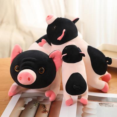 Cute Simulation Little Pig Plush Doll Pillow Long Soft Toy In Pink Or Black for Home Decoration Ideal Gift for Girlfriend