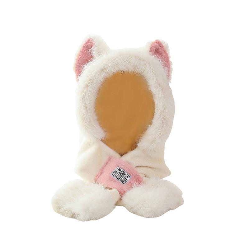 Plyšový medvěd Stylová zimní čepice a šála pro muže a ženy Měkké a designové Teplé