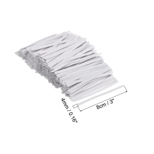 PATIKIL Twist Ties, 8cm Paper Closure Ties for Party Tying Gift Bags, Candy, Buns, Arts and Crafts, White, 500pcs