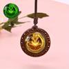 Ancient Book Wooden Pendant Necklace with Dragon Pattern, Luminous and Fluorescent Style, Unisex, Suitable for Daily Wear