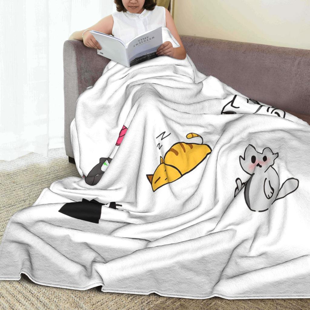 Cat Stickers Sheet Blanket Warm Fleece Sofa Throw Blanket for Home Bedroom Office Throws Bedspread Quilt