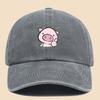Cartoon style pink piggy print baseball cap adjustable unisex music hat