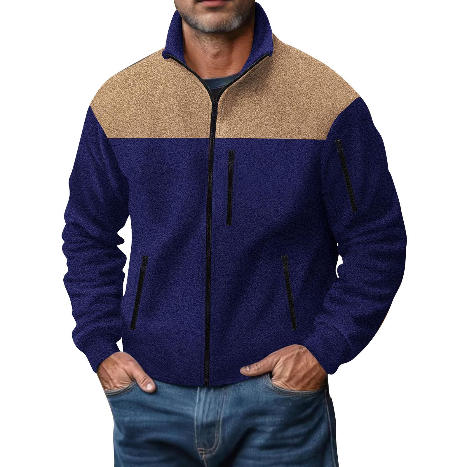 

Мужская модная повседневная куртка с длинными рукавами и лацканами на молнии XXXL тёмно-синий