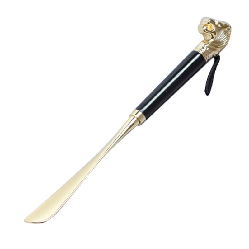 Metal Alloy Lion & Horse Head Zodiac Solid Wood Long Shoehorn
