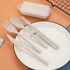 Portable Wheat Straw Fork Cutlery Set Foldable Folding Chopsticks Cutlery Set With Box Travel Kitchen Accessories