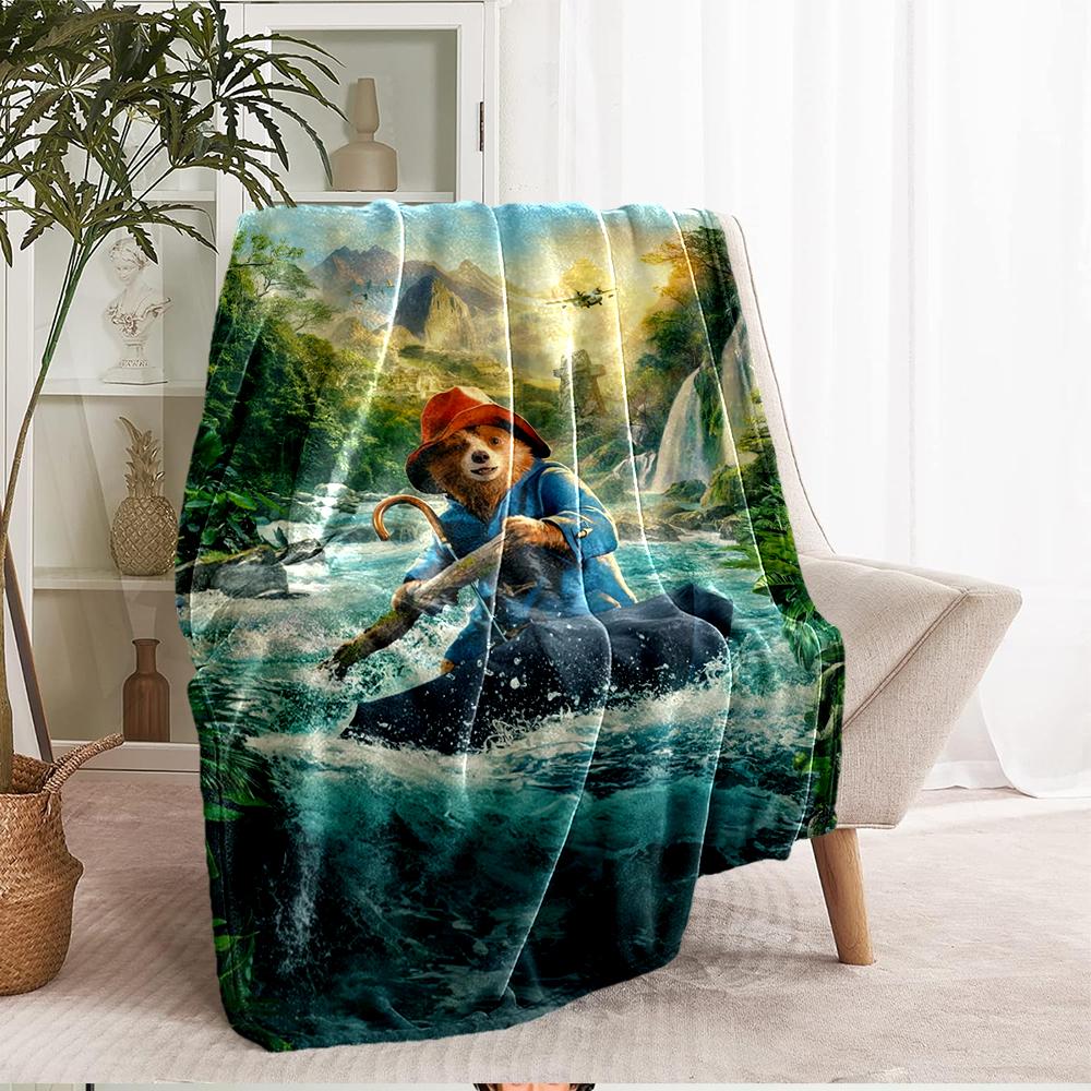 Paddington Bear Theme Printed Blanket - Perfect for Couch, Bed, Travel & Outdoor Use | Machine Washable, Cozy & Durable.