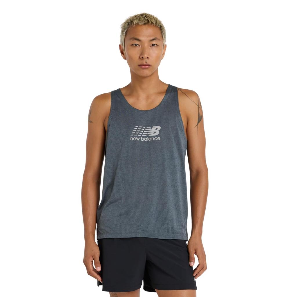 New Balance Athletics Running Graphic Singlet Tank Top Sleeveless Running Training Sports GT (MT51200) Men's (Graphite)