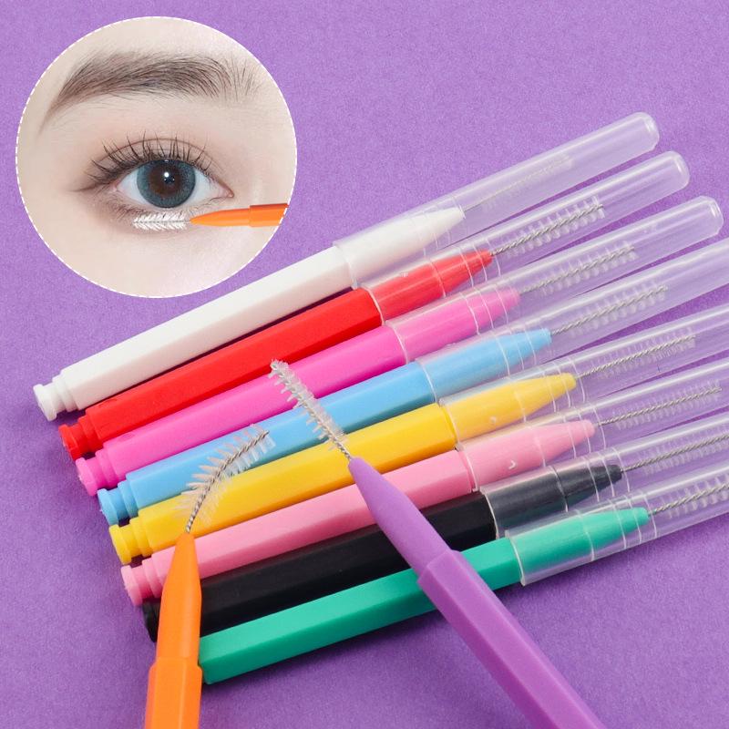 Renkli Mini Kaş ve Kirpik Fırçaları (10 Adet, Taşınabilir, Poşetli)