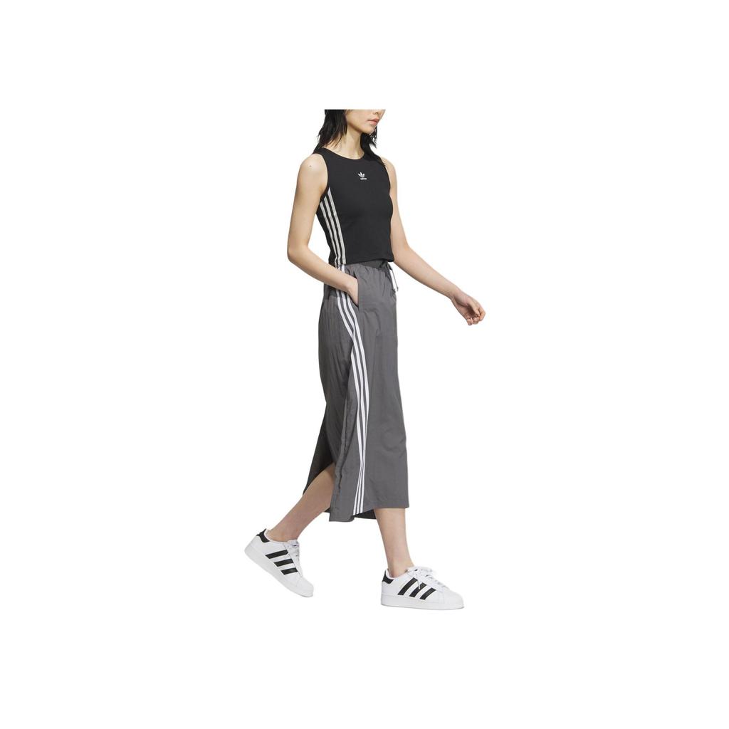 Adidas Originals 3-Stripes Colorblock Sports Casual Long Skirt Women Bottoms Dark-Grey JC6124