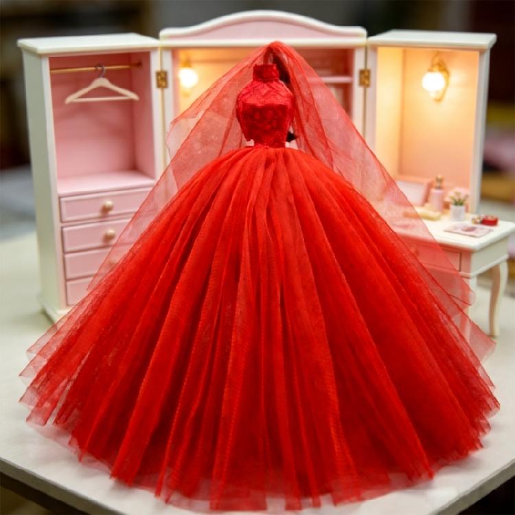 Robe de Mariée pour Poupée Jouet 1/6, Robe de Bal Formelle pour Poupée Robe du Soir avec Voile pour Collection Poupée à Articulations Sphériques Présentation et Stylisme